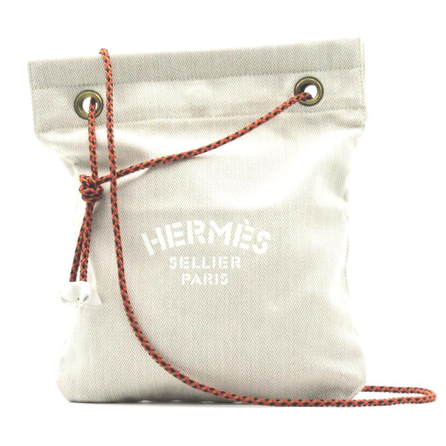 HERMES エルメス ショルダーバッグ アリーヌPM ベージュ系 コットン 