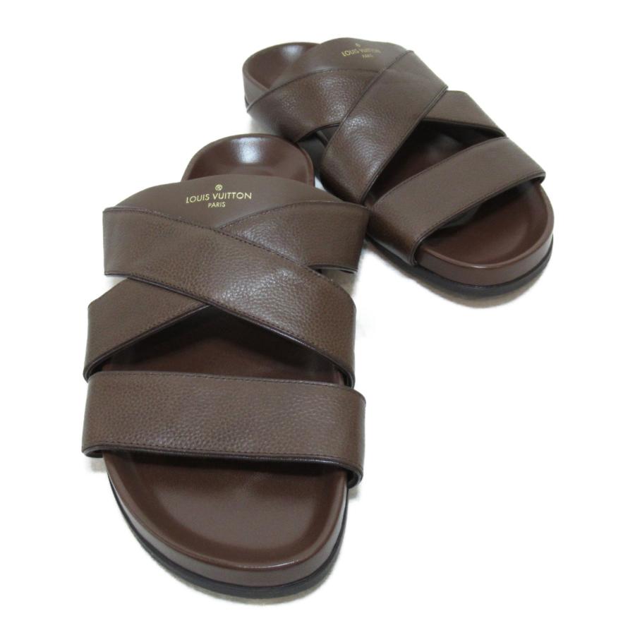 LOUIS VUITTON ルイ・ヴィトン サンダル ブラウン系 レザー 中古 ユニ 