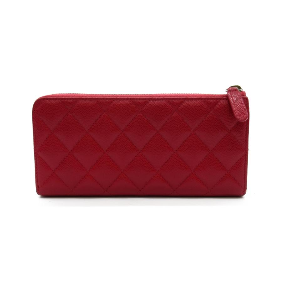 CHANEL シャネル L型ファスナー長財布 レッド系 カーフ(牛革 CHANEL シャネル L型ファスナー長財布 レッド系 カーフ(牛革