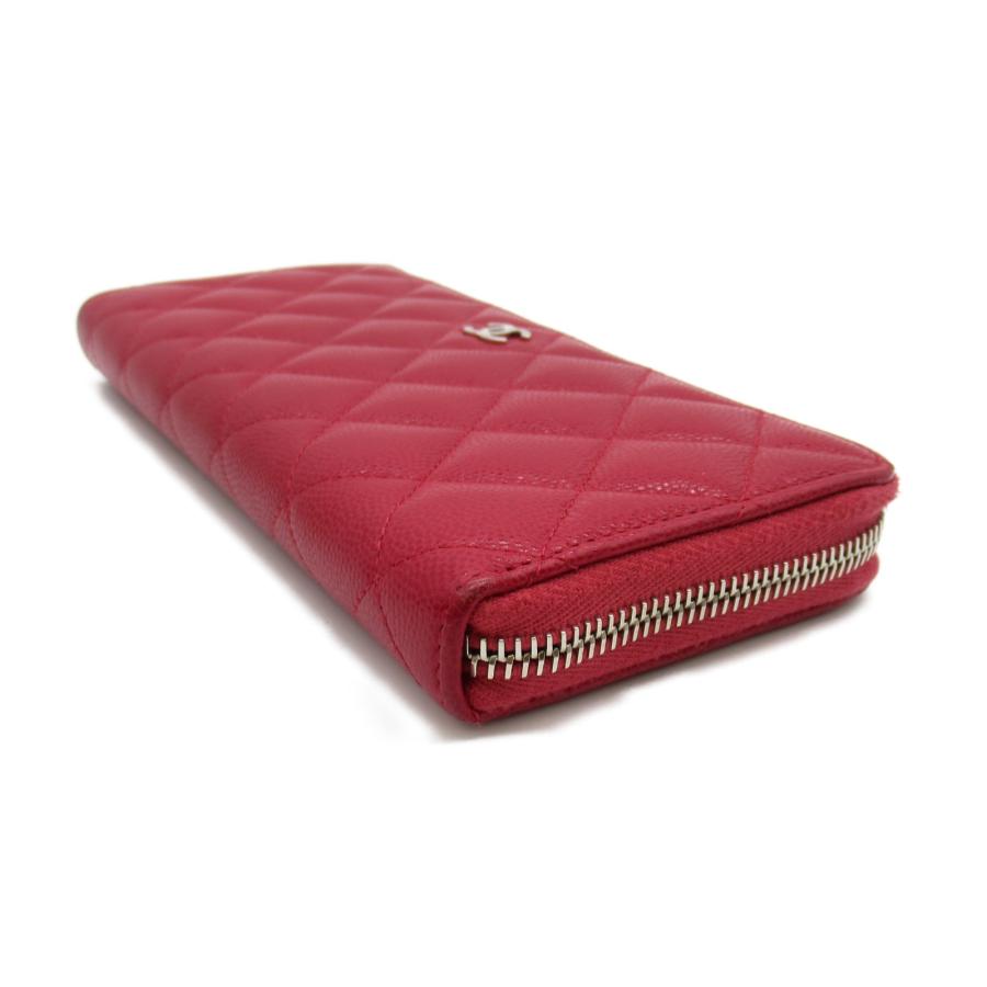 CHANEL シャネル L型ファスナー長財布 レッド系 カーフ(牛革 CHANEL シャネル L型ファスナー長財布 レッド系 カーフ(牛革