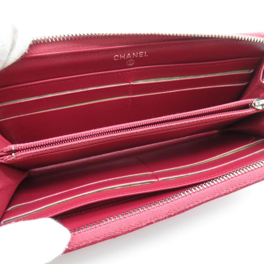 CHANEL シャネル L型ファスナー長財布 レッド系 カーフ(牛革 CHANEL シャネル L型ファスナー長財布 レッド系 カーフ(牛革