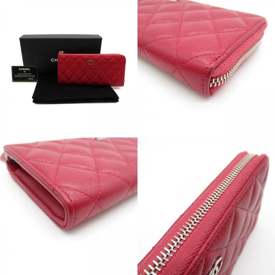 CHANEL シャネル L型ファスナー長財布 レッド系 カーフ(牛革 CHANEL シャネル L型ファスナー長財布 レッド系 カーフ(牛革