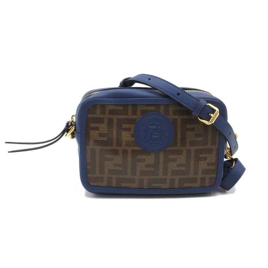 FENDI フェンディ ショルダーバッグ ロゴズッカ柄 ブルー PVC  