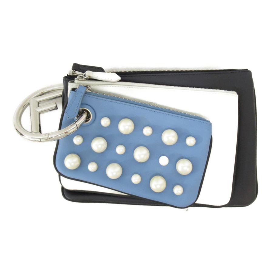 FENDI フェンディ セカンドバッグ クラッチバッグ ネイビー系 レザー 
