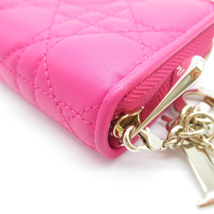 Dior ディオール カードケース ピンク系 レザー 中古 レディース Dior ディオール カードケース ピンク系 レザー 中古 レディース
