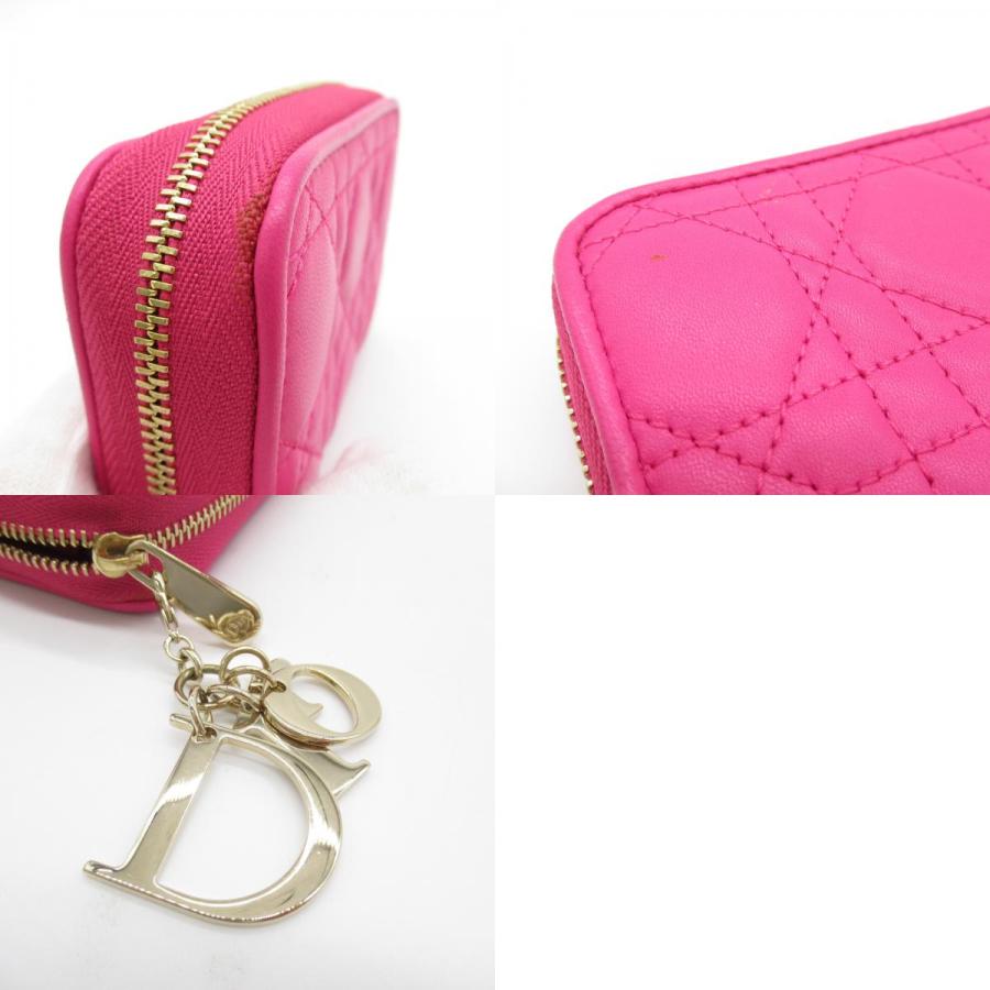 Dior ディオール カードケース ピンク系 レザー 中古 レディース Dior ディオール カードケース ピンク系 レザー 中古 レディース