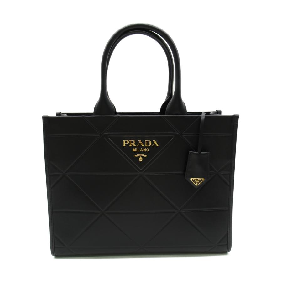 PRADA プラダ シンボル トップステッチ レザー ミディアムバッグ PRADA プラダ シンボル トップステッチ レザー ミディアムバッグ