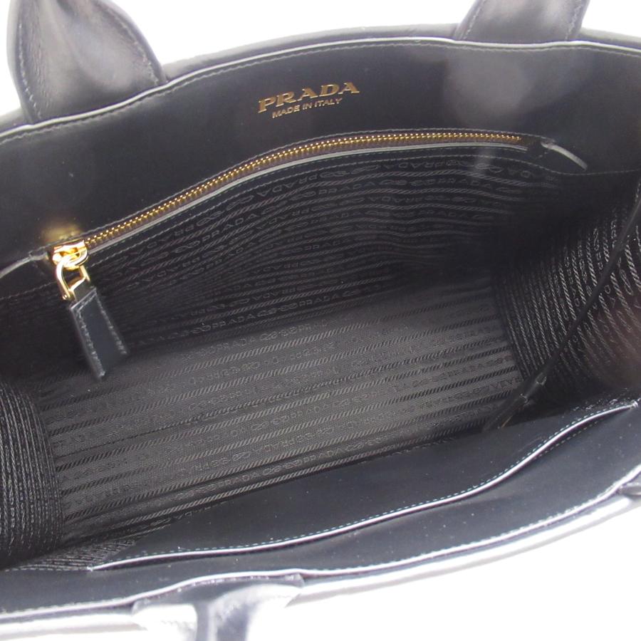 PRADA プラダ シンボル トップステッチ レザー ミディアムバッグ PRADA プラダ シンボル トップステッチ レザー ミディアムバッグ