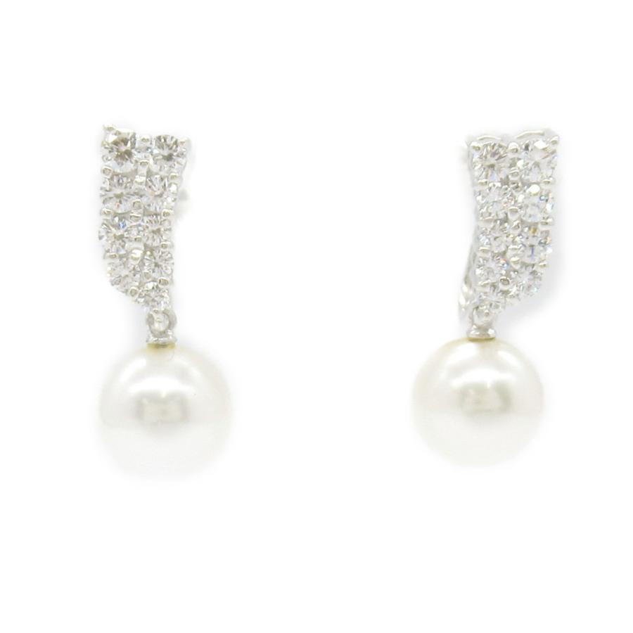MIKIMOTO ミキモト パール ダイヤ イヤリング ブランドオフ K18WG 