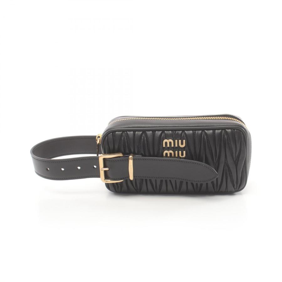 miu miu ブラック クラッチバッグ ミュウ MATELASSE マテラッセ ブランドオフ Miu レザー セカンドバッグ
