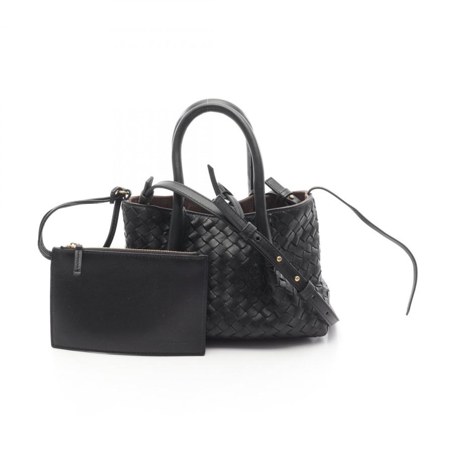 BOTTEGA VENETA ブラックレザーハンドバッグ ボッテガヴェネタ スモール ピナコテーカ ブランドオフ BOTTEGA VENETA