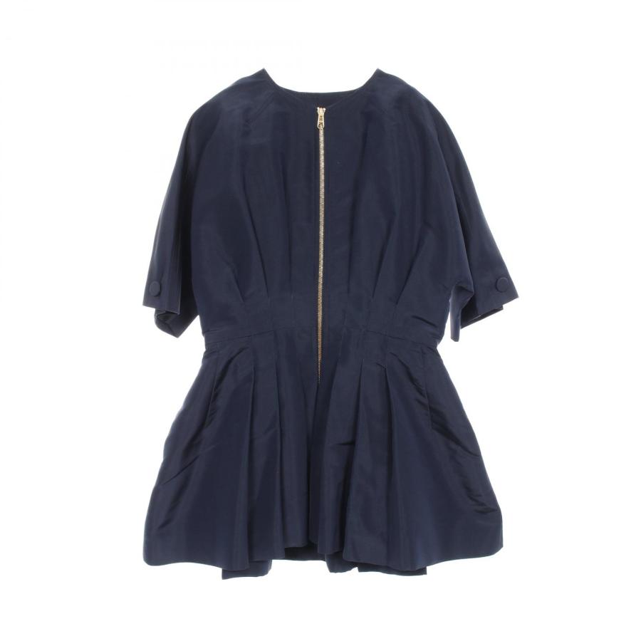 ディオール Dior フロントジップ チュニック ブラウス 衣料品 トップス シルク レディース ネイビー系 【中古】 ディオール フロントジップ チュニック ブランドオフ Dior シルク