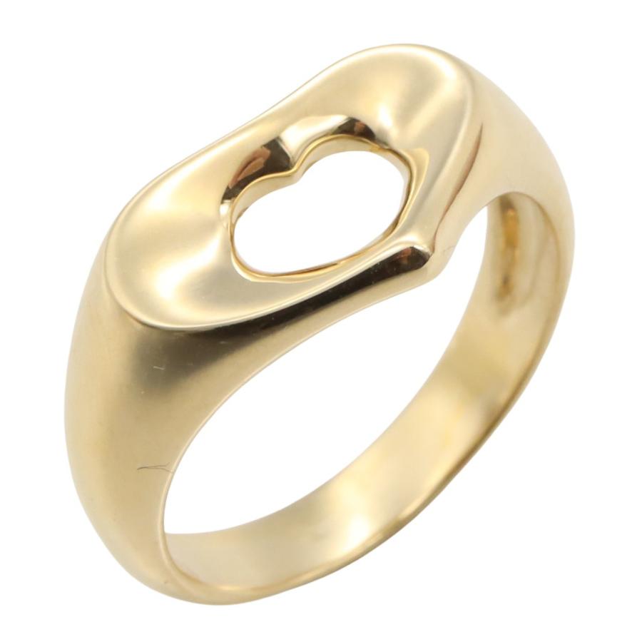 美品 k18 コンビネーション ティファニー オープンハート リング 指輪 TIFFANY&Co.（ティファニー） オープンハート リング 指輪 6.5号 18金