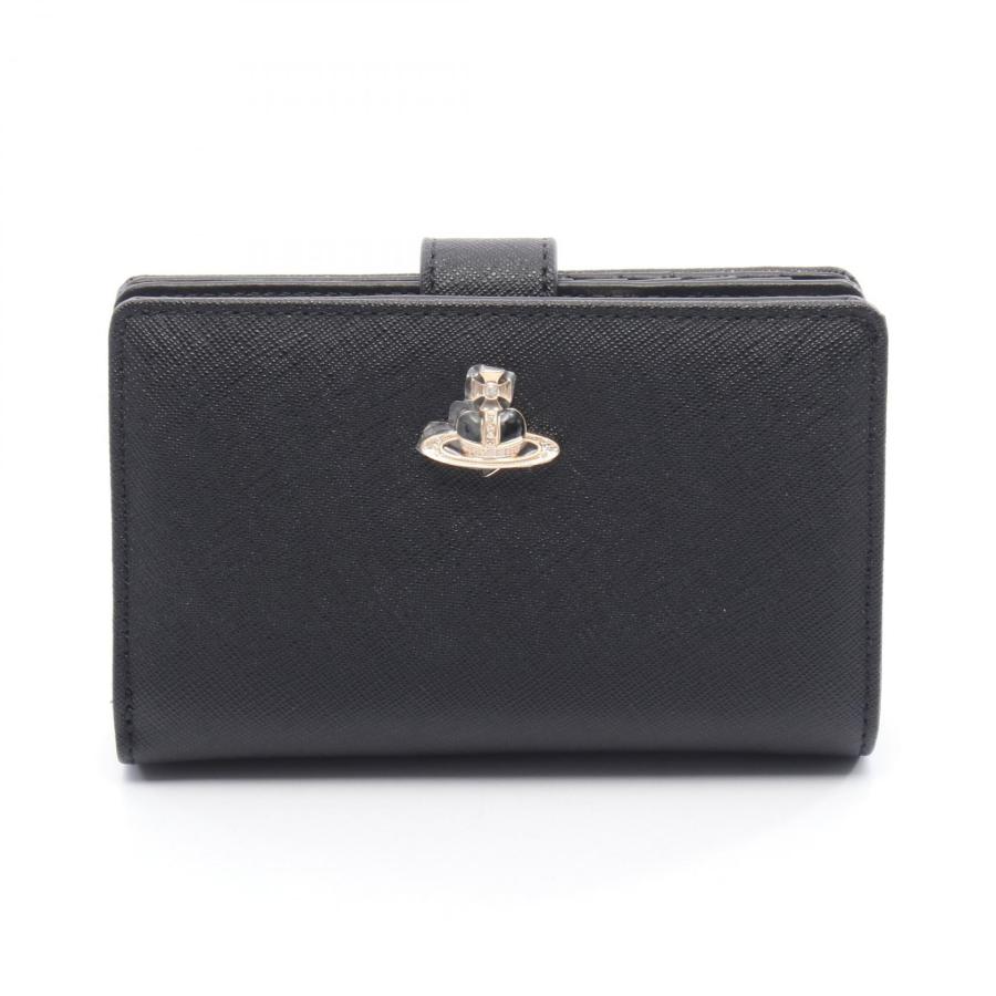 Vivienne Westwood / サフィアーノレターウォレット ブラック Vivienne Westwood Saffiano Rounded Square Wallet Black Silver ORB