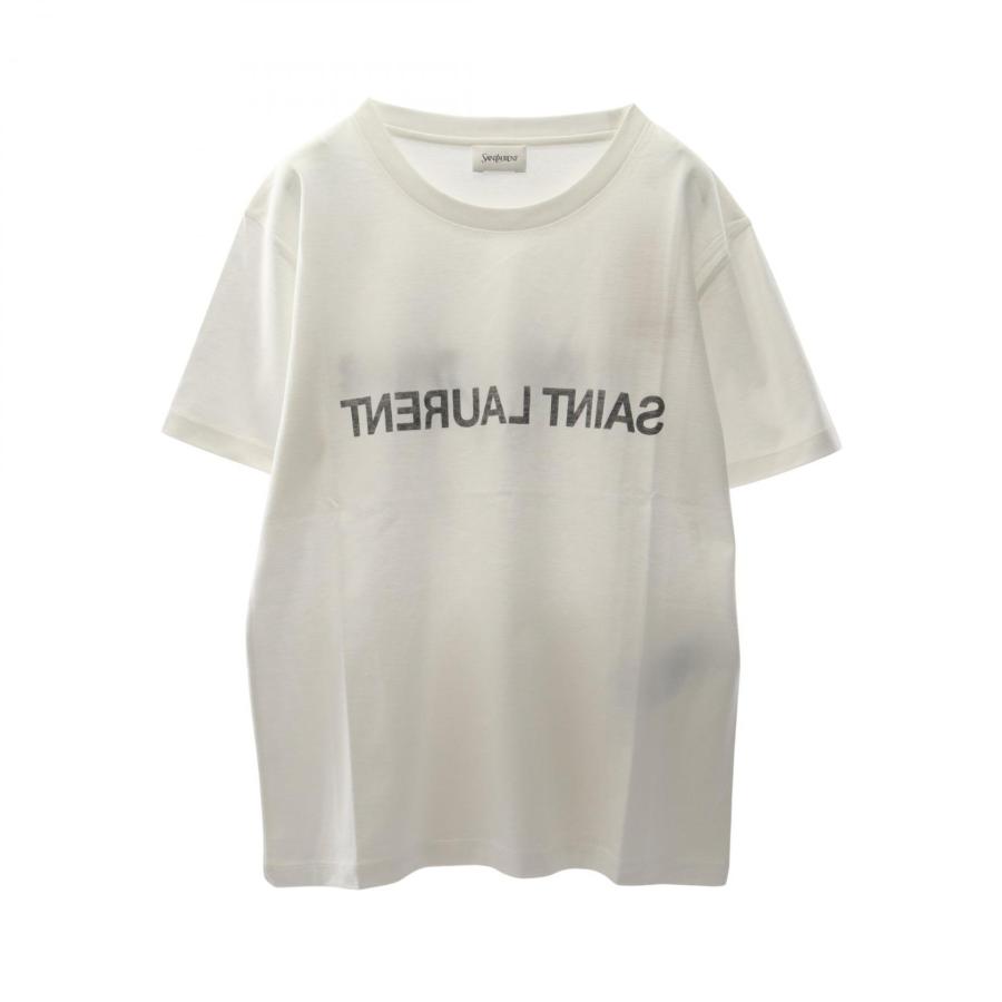 サンローランパリ SAINT LAURENT PARIS リバースロゴ 半袖Tシャツ 衣料品 トップス コットン レディース ホワイト系 665234Y37AW9744L 【新品】 サンローランパリ リバースロゴ ブランドオフ SAINT LAURENT PARIS