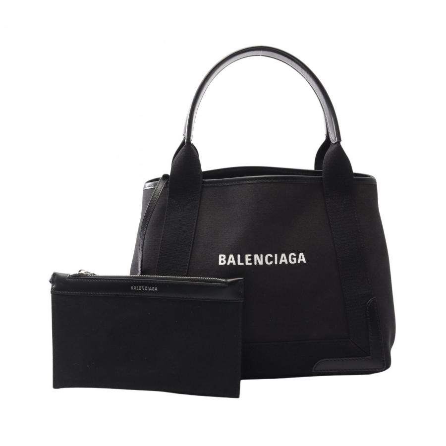 【良品】BALENCIAGA　ネイビーカバスS　ハンドバッグ　キャンバス　黒 BALENCIAGA（バレンシアガ） NAVY CABAS S ネイビーカバ ブランドオフ