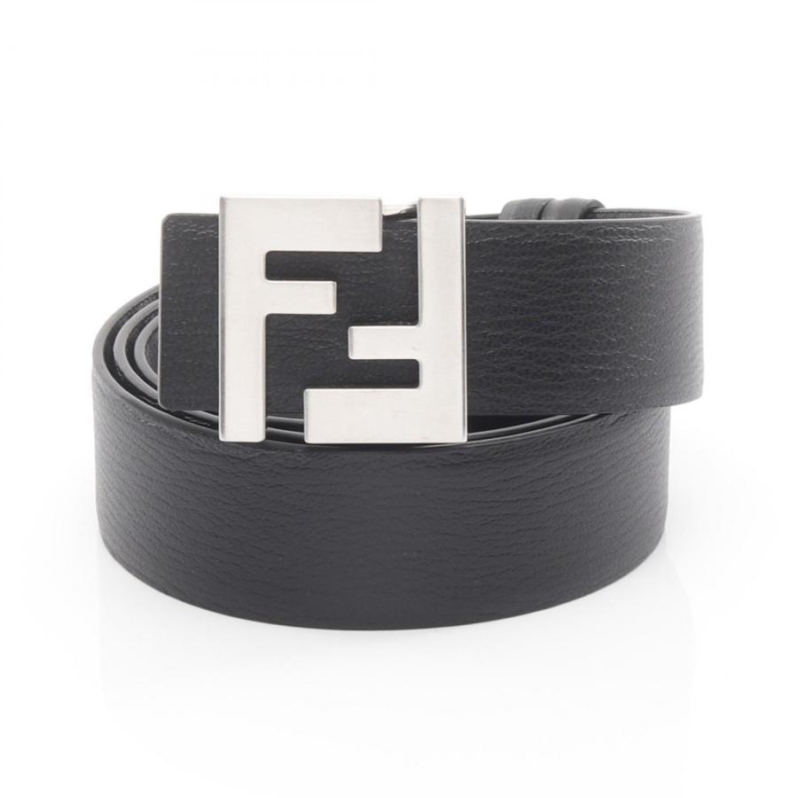 FENDI（フェンディ） FFスクエア ブランドオフ レザー ベルト レザー