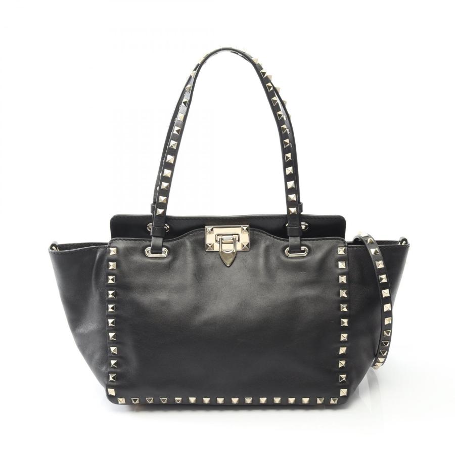 p44【美品】ヴァレンティノ　ロックスタッズ　ビジュー　レザー　ハンドバッグ VALENTINO（ヴァレンティノ） ロックスタッズ ハンドバッグ ショルダー