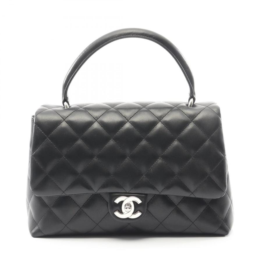 【美品】シャネル　ラムスキン　トートバッグ　ハンド　マトラッセ 黒　レザー CHANEL】シャネル チェーントート マトラッセ トートバッグ ラムスキン