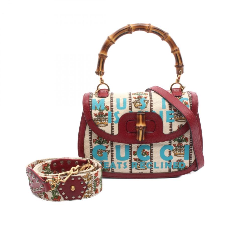 【美品】 【GUCCI】グッチ バンブー ハンドバッグ キャンバス レディース GUCCI グッチ バンブー ハンドバッグ キャンバス ベージュ レディース
