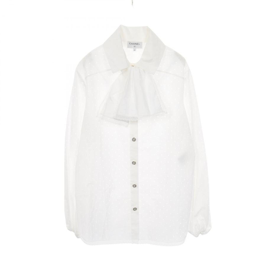 シャネル CHANEL ココマークボタン パンチング ブラウス 衣料品 トップス コットン レディース ホワイト系 【中古】 CHANEL（シャネル） ココマークボタン パンチング ブランドオフ