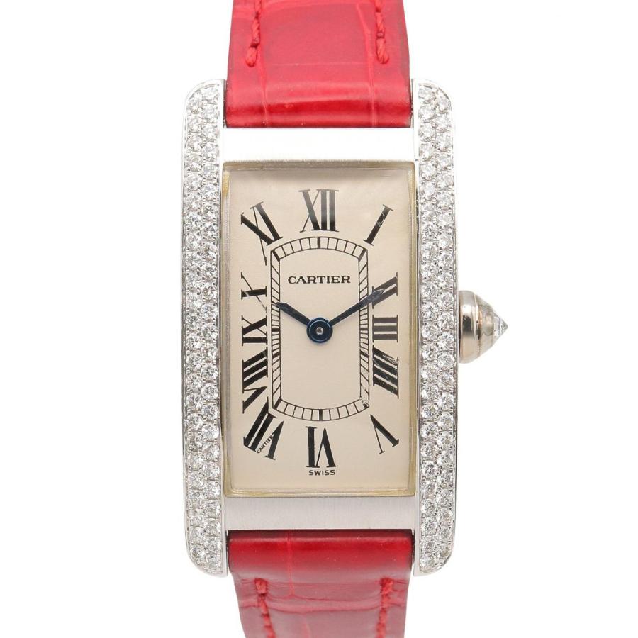 週末価格❗稀少CartierタンクアメリカンSM18kYGクォーツ Cartier】カルティエタンクアメリカン SM 18KWG 純正18KWG尾錠付き