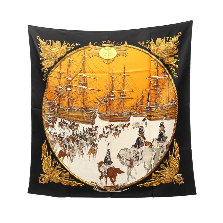 HERMES（エルメス） カレ90 MARINE ET CAVALERIE ブランドオフ シルク