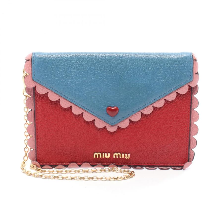 miu miu クラッチバッグ ミュウ HEART MADRAS POUCH ブランドオフ Miu レザー セカンドバッグ