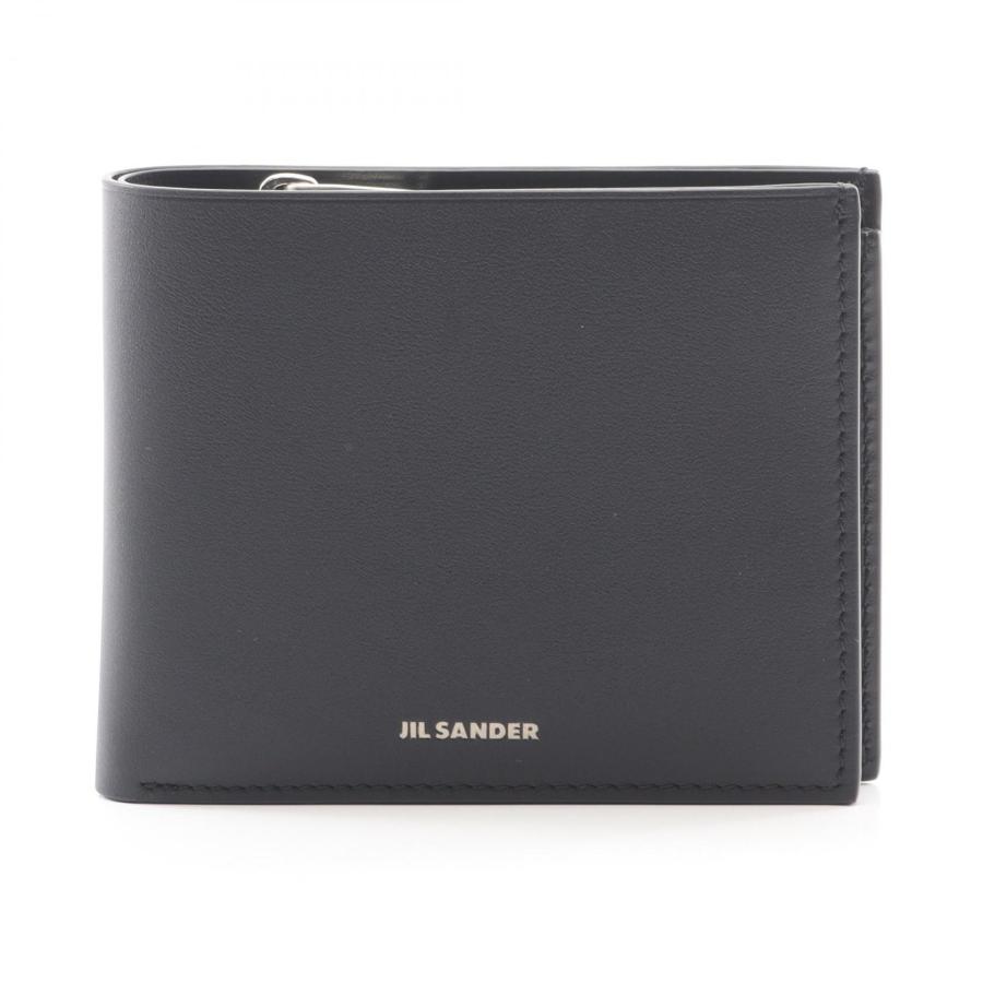 【値下げ可】JIL SANDER ブラックレザー二つ折り財布 JIL SANDER（ジルサンダー） ZIP POCKET WALLET ブランドオフ レザー