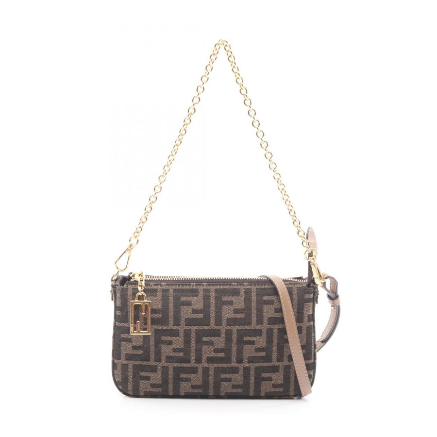 【美品/カード付】FENDI フェンディ バゲット ズッカ柄 ハンドバッグ FENDI（フェンディ） バゲットポーチ ズッカ ブランドオフ キャンバス