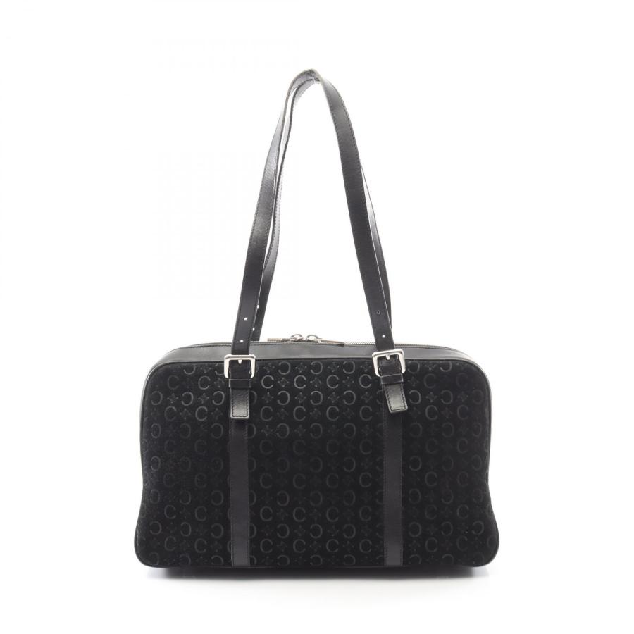 【希少】CELINE Cマカダム 総柄 ミニボストンバッグスエード×レザー 黒 CELINE（セリーヌ） Cマカダム ブランドオフ スウェード ショルダー