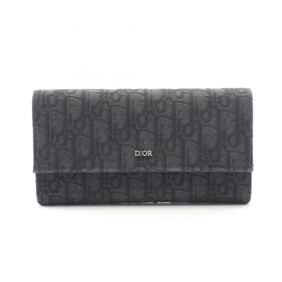 美品　DIOR 二つ折り財布 ブラック　オブリーク　ジャガード　ロゴ入り ディオール オブリーク ジャカード ブランドオフ Dior キャンバス 二