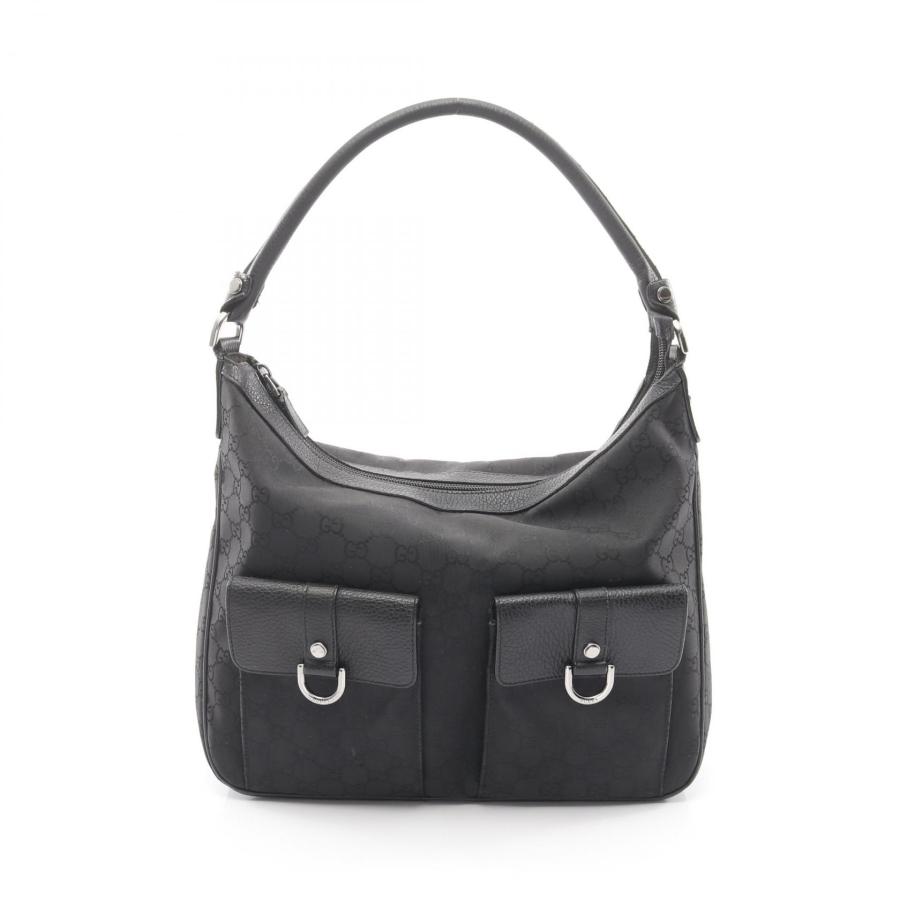 ■GUCCI（グッチ）美品 /ナイロン×レザー/ハンドバッグ/ブラック 黒 GUCCI（グッチ） GGナイロン ブランドオフ ナイロン ショルダーバッグ