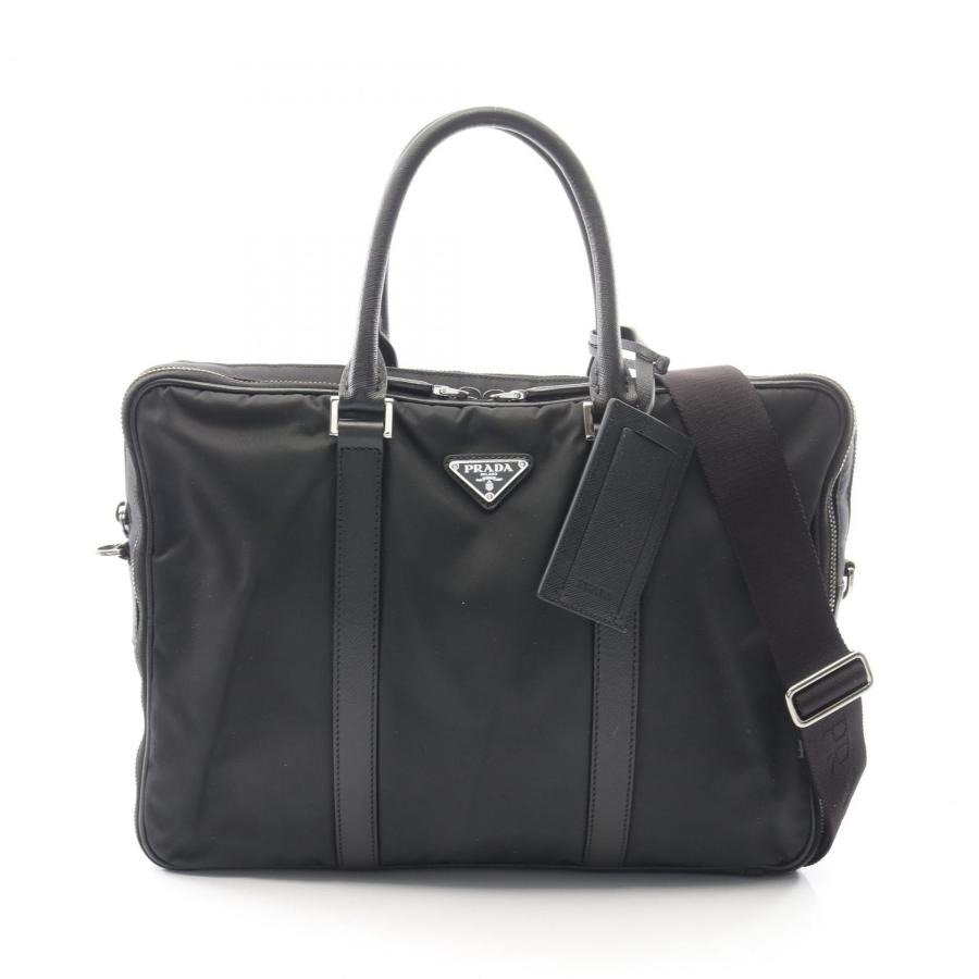 【極美品】プラダ ナイロン 2way ビジネスバッグ 三角ロゴ 白タグ ブラック PRADA（プラダ） トライアングルロゴ 2WAY ブランドオフ ナイロン