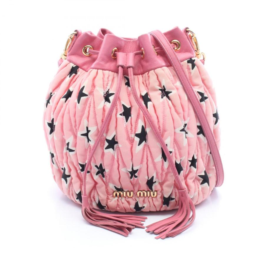 ミュウ ミュウ Miu Miu MATELASSE マテラッセ バケットバッグ 星柄 ショルダーバッグ バッグ キャンバス レザー レディース ピンク系 / ブラック系 / ホワイト系 5BE014 【中古】 ミュウ MATELASSE マテラッセ バケットバッグ 星柄 ブランドオフ Miu