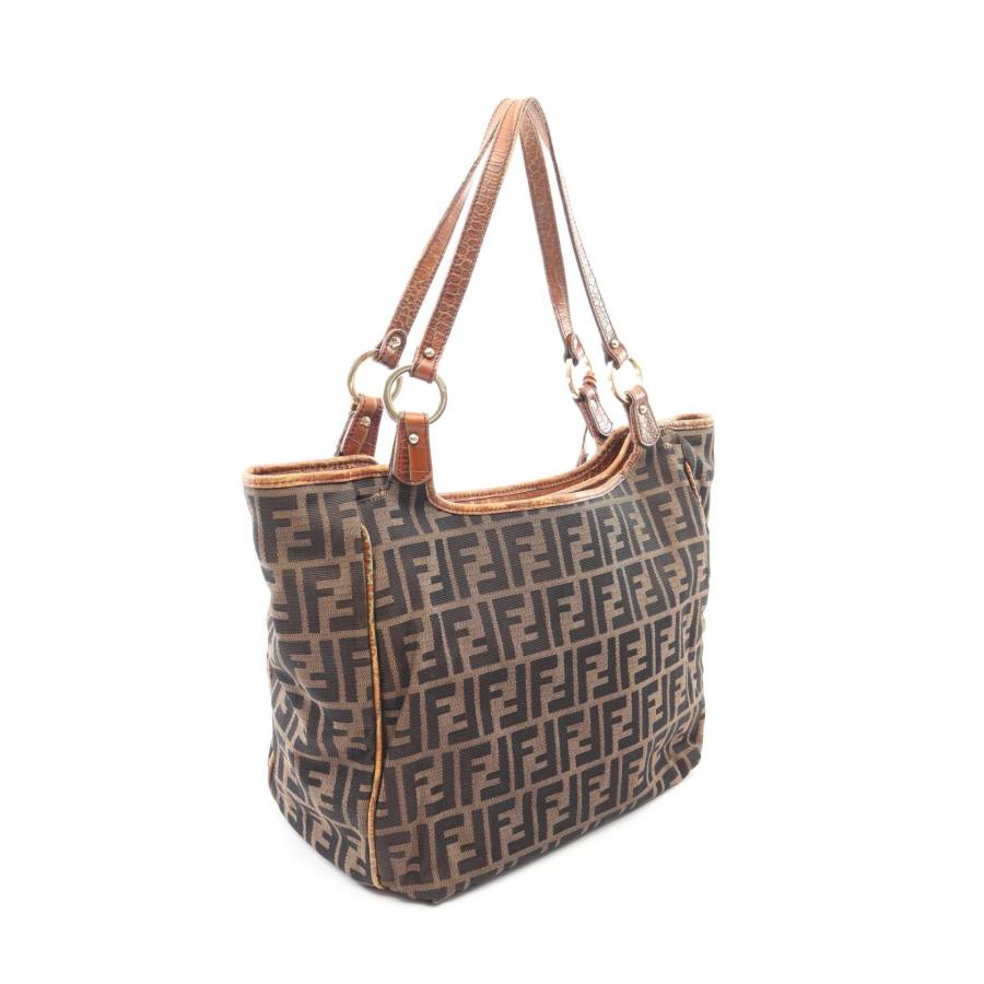 FENDI（フェンディ） ズッカ ブランドオフ レザー トートバッグ
