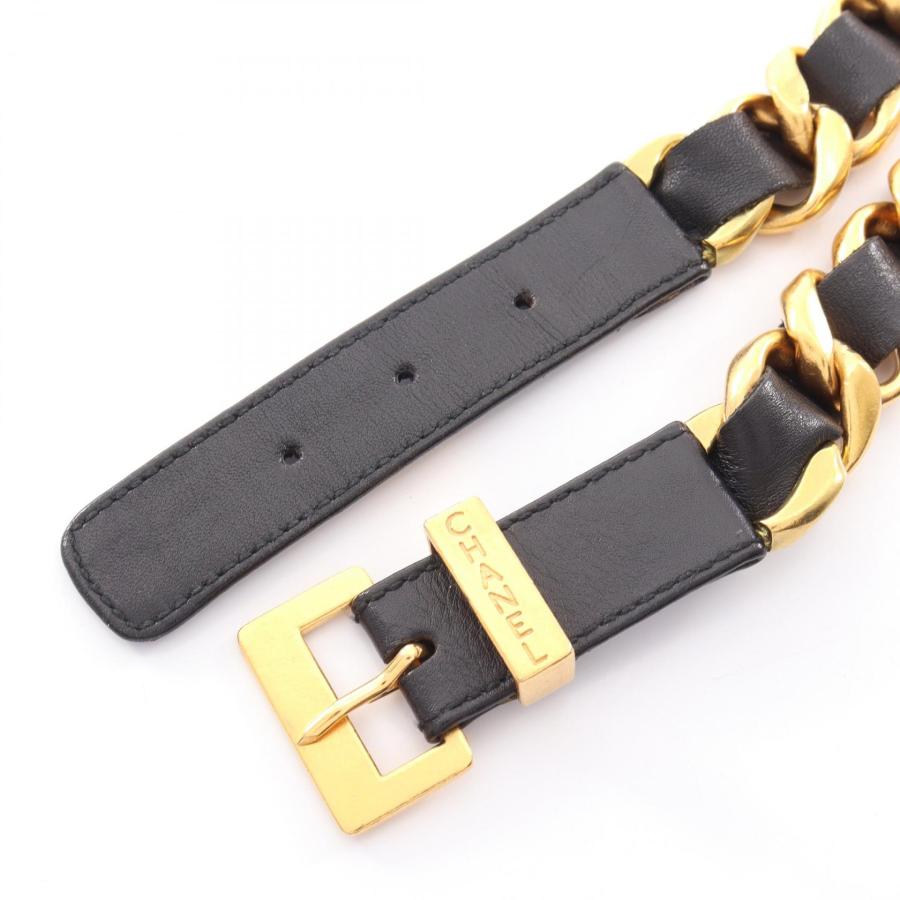 CHANEL シャネル ブラック ゴールド 3連 チェーンベルト レザーベルト CHANEL（シャネル） チェーン ブランドオフ レザー ベルト 中古