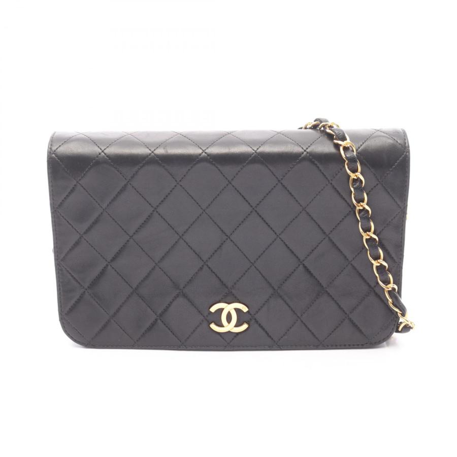新品同様 シャネル マトラッセ ラムスキン プッシュロック ショルダーバッグ 黒 CHANEL（シャネル） 爆買 マトラッセ フルフラップ プッシュロック