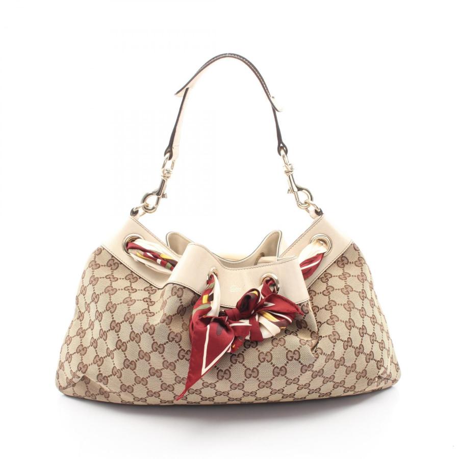 GUCCI（グッチ） GGキャンバス ブランドオフ レザー ショルダーバッグ