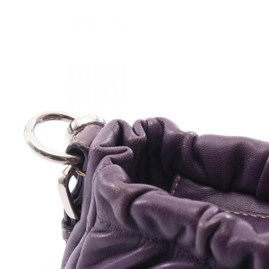 PRADAプラダショルダー バッグ ワンハンドル 三角ロゴ ダークパープル系 PRADA（プラダ） 三角プレート リボン ブランドオフ レザー ショルダー