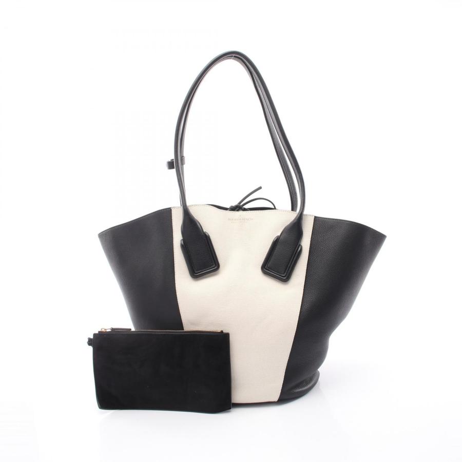 BOTTEGA VENETA□キャンバス×レザー トートバッグ□オフホワイト×茶 超