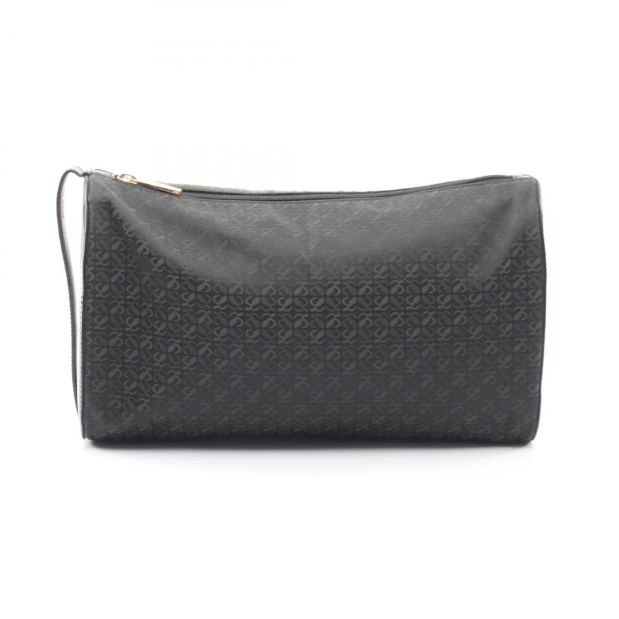 17633✨️ロエベ アナグラム レザー クラッチバッグ セカンドバッグブラック LOEWE（ロエベ） 爆買 アナグラム ブランドオフ キャンバス セカンド