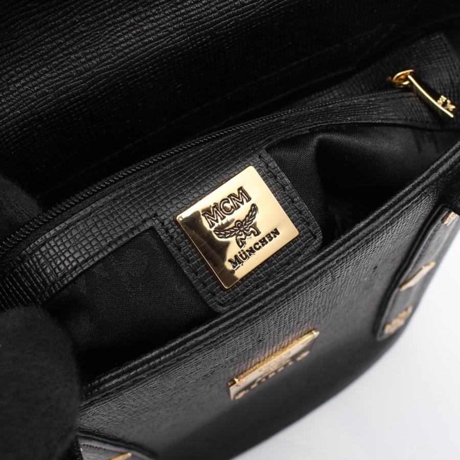 MCM（エムシーエム） ロゴスタッズ ブランドオフ レザー ハンドバッグ