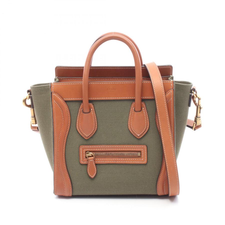 CELINE Luggage ハンドバッグ キャンバス×レザー CELINE（セリーヌ） ラゲージ ナノショッパー 2WAY ブランドオフ