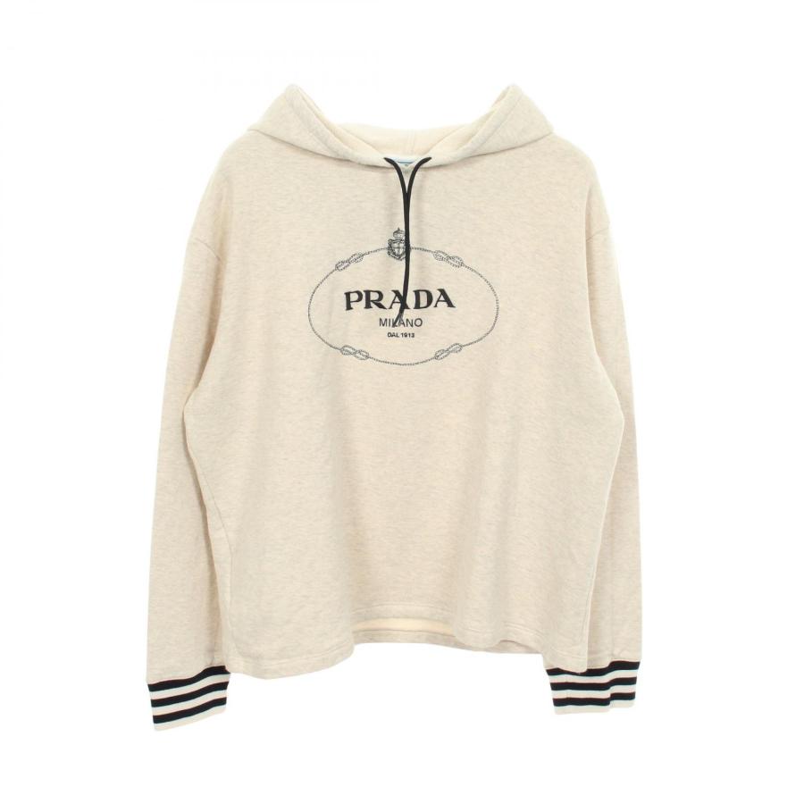 【PRADA/プラダ】フード付きトップス M（中古） PRADA（プラダ） ロゴ刺繍 ブランドオフ コットン パーカー 中古