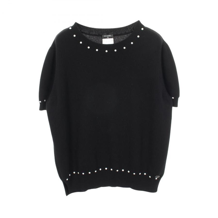 CHANEL シャネル 半袖ニット 半袖 ココボタン ココマーク 黒 コットン CHANEL（シャネル） ココマークボタン 半袖 ブランドオフ コットン