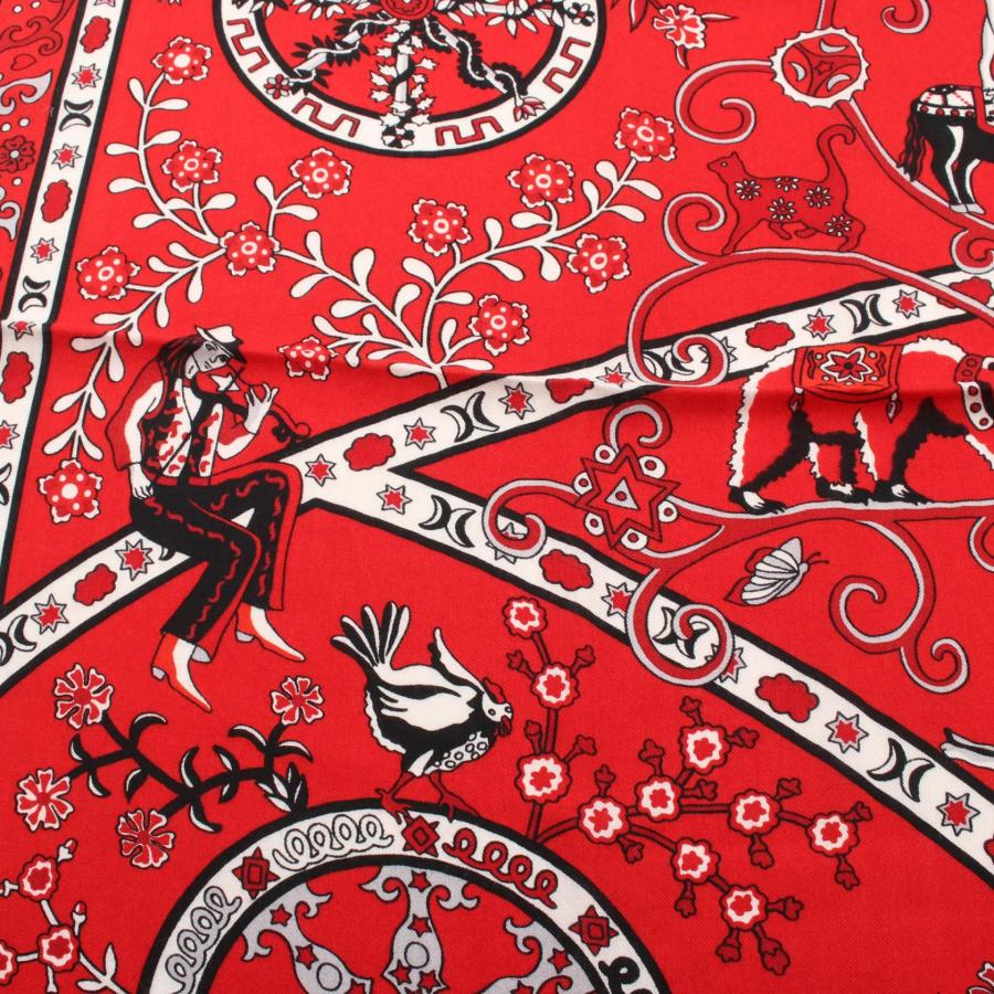 エルメス　HERMES　フランス革命200年記念　シルクスカーフ　赤　黒 HERMES（エルメス） カレジェアン カレ140 Peuple du Vent ブランド