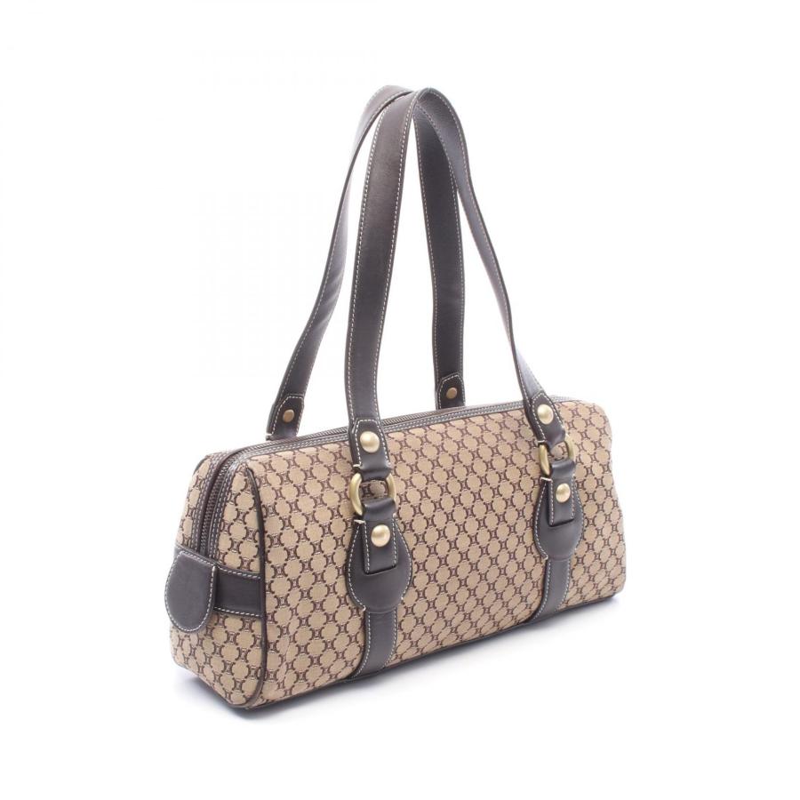 美品 セリーヌ ミニボストン フィービー期 マカダム キャンバス レザー CELINE（セリーヌ） マカダム ミニボストンバッグ ブランドオフ