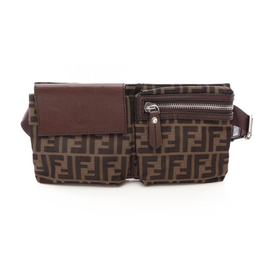 FENDI ズッカ　ウエストポーチ　ウエストバッグ　レザー　ナイロンキャンバス FENDI（フェンディ） ズッカ ベルトバッグ ブランドオフ キャンバス