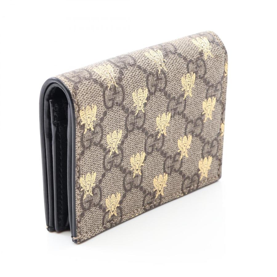 GUCCI（グッチ） GGスプリーム ビー ブランドオフ レザー 二つ折り財布